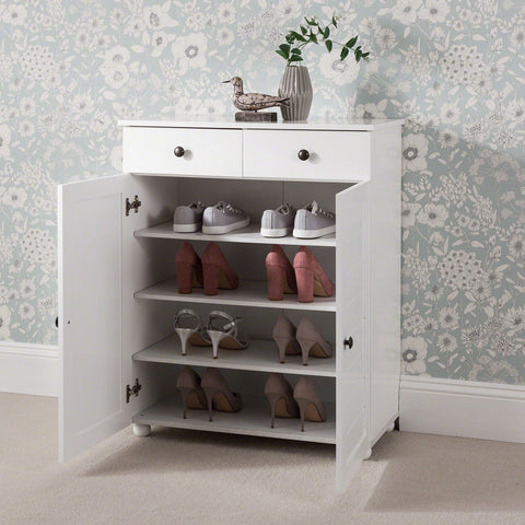 Ascot Shoe Cabinet - White Storage Cupboard