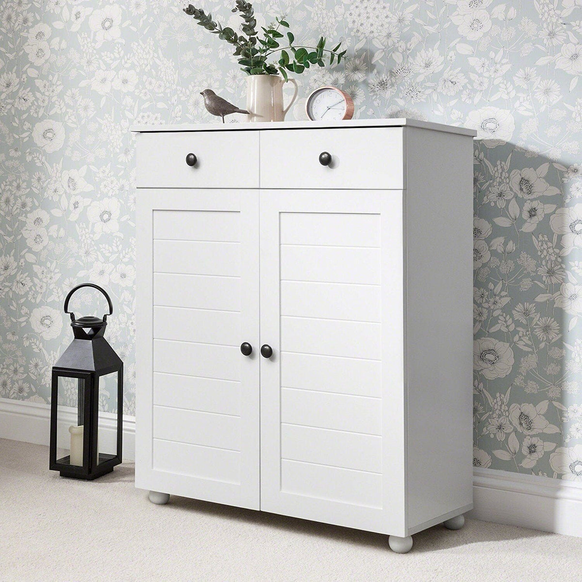 Ascot Shoe Cabinet - White Storage Cupboard