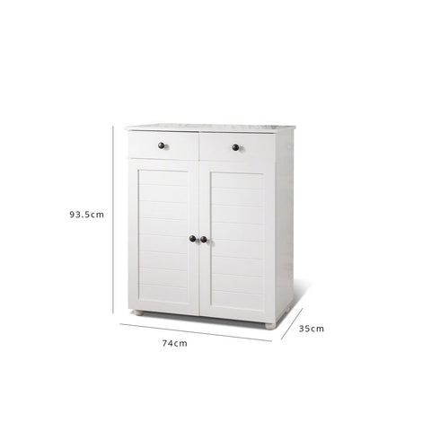 Ascot Shoe Cabinet - White Storage Cupboard