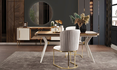 Aura Gold Metal Leg Dining Room Set