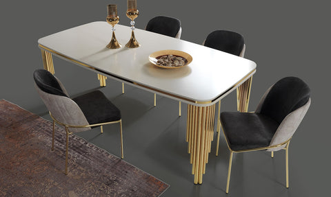 Cumba White Metal Leg Dining Room Set