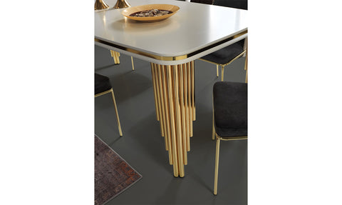 Cumba White Metal Leg Dining Room Set