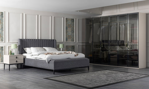 Defne 6 Door Bedroom Set (Tempered Glass)