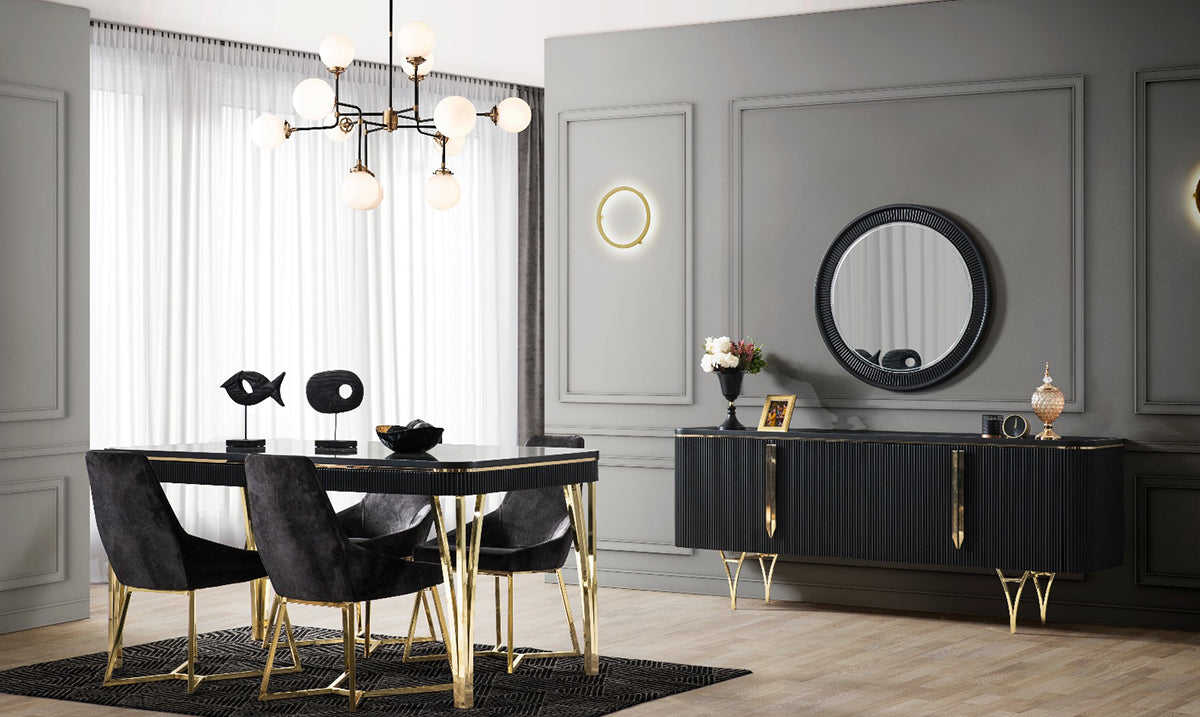 Gemma Anthracite Metal Leg Dining Room Set