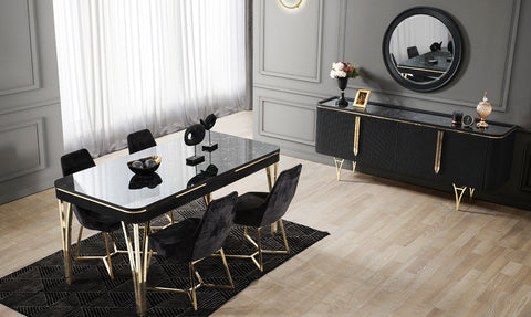 Gemma Anthracite Metal Leg Dining Room Set