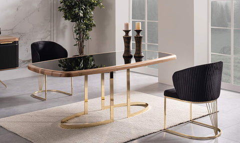 Hermes Gold Metal Leg Dining Room Set