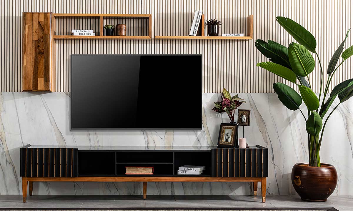 Prada Black Wooden Leg TV Unit