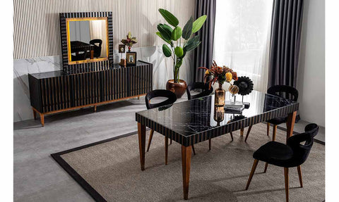 Prada Black Wooden Leg Dining Room Set