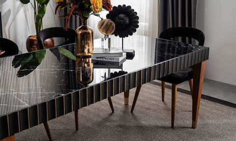 Prada Black Wooden Leg Dining Room Set