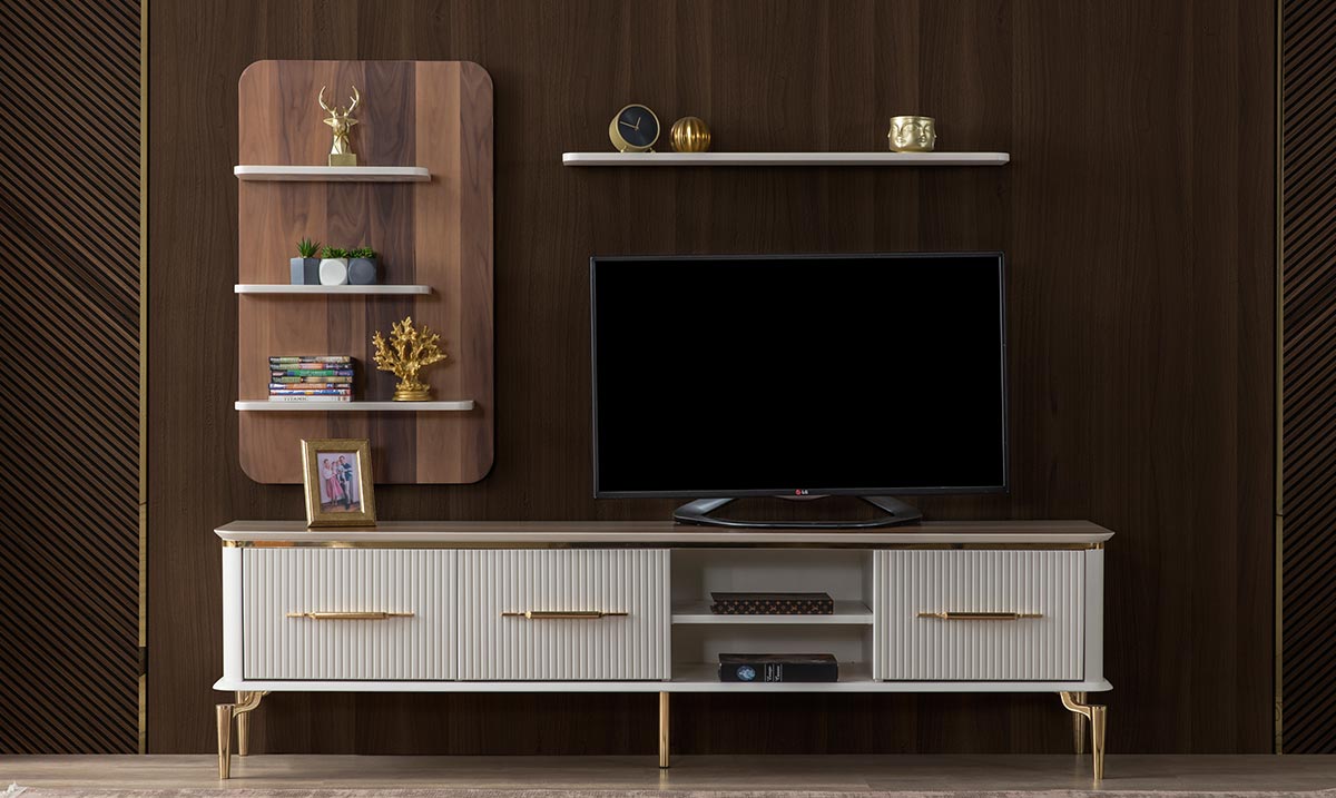 Royal Gold Metal Leg TV Unit