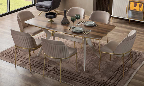 Royal Gold Metal Leg Dining Room Set