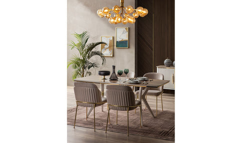 Royal Gold Metal Leg Dining Room Set