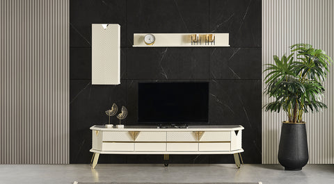 City Gold Metal Leg Tv Unit