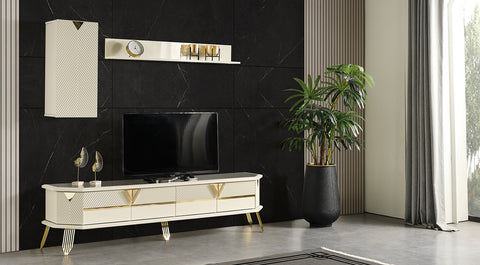 City Gold Metal Leg Tv Unit