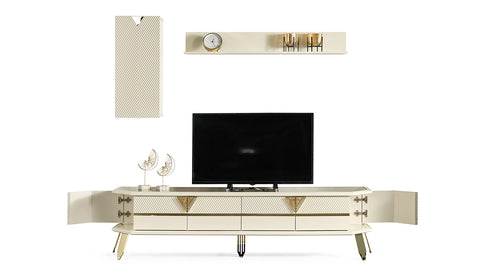 City Gold Metal Leg Tv Unit