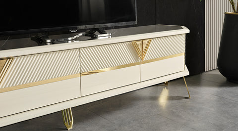 City Gold Metal Leg Tv Unit