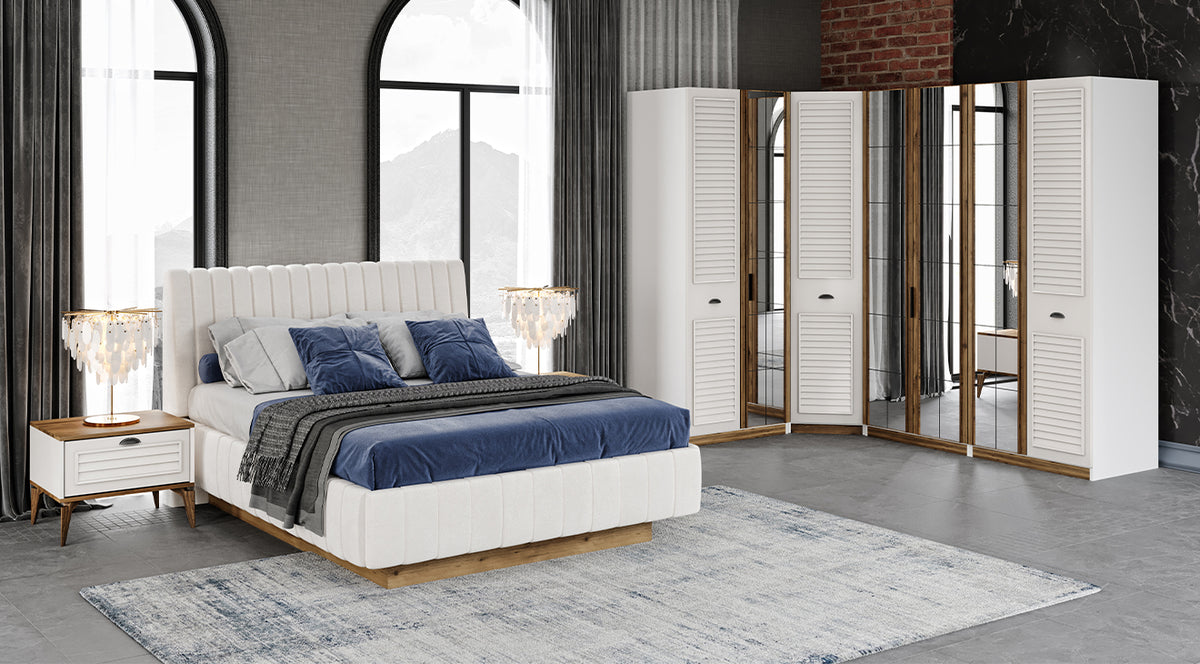 Dragos Moonstone Corner Wardrobe Bedroom Set