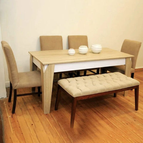 Dining Set, 6 Pieces, Beige -U666