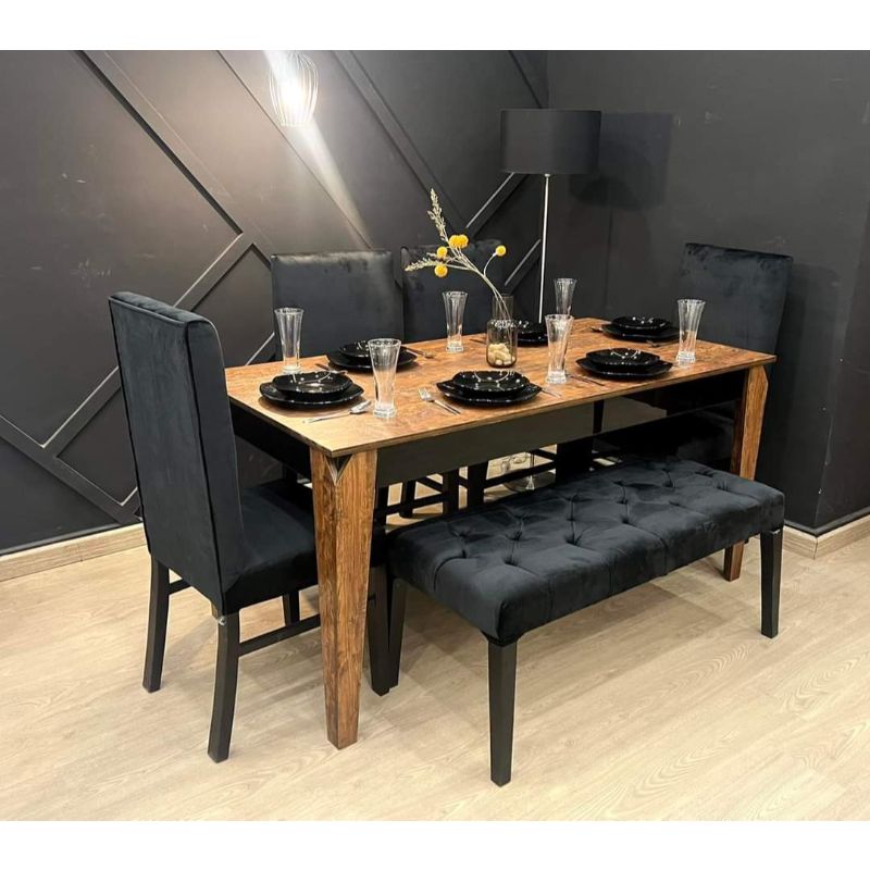 Dining Set, 6 Pieces, Black  -UV76