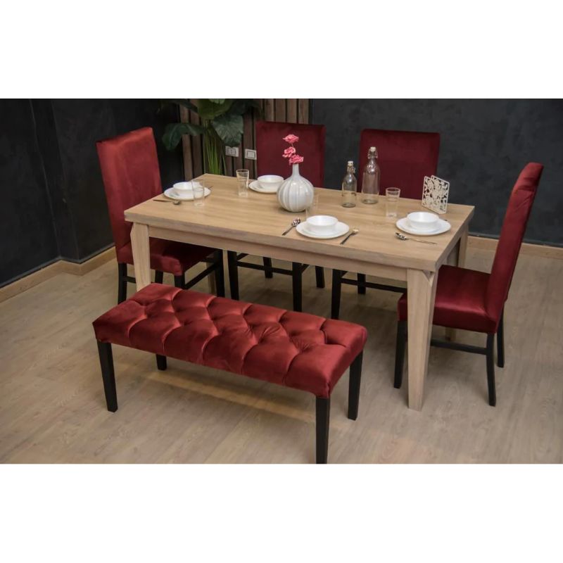 Dining Set, 6 Pieces, Dark Red  -U866