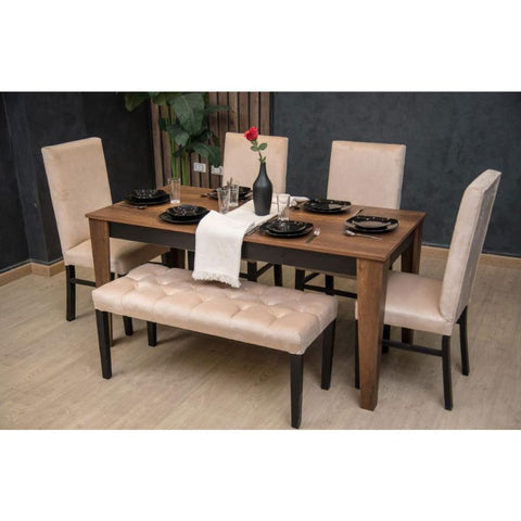 Dining Set, 6 Pieces, Beige -U94T