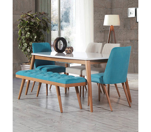 Dining Set, 6 Pieces, Turquoise -DT11