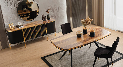 İnci Anthracite Walnut Modern Dining Room Set