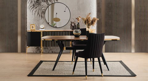 İnci Anthracite Walnut Modern Dining Room Set