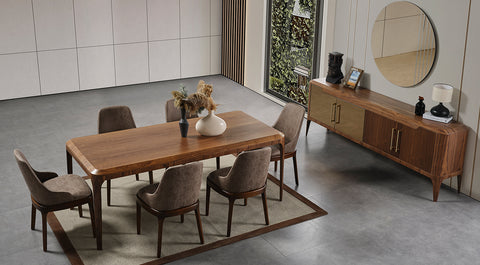 Lagertha Walnut Modern Dining Room Set