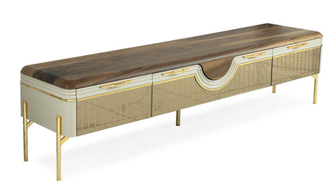 Loca Moonstone Gold Metal Leg Tv Unit