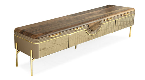 Loca Brown Gold Metal Leg Tv Unit