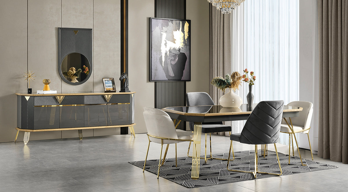 Marseille Gold Metal Leg Dining Room Set