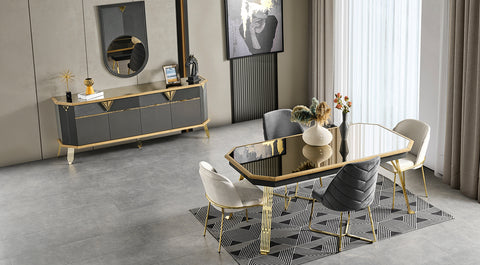 Marseille Gold Metal Leg Dining Room Set