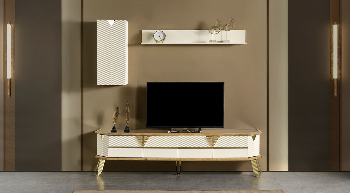 Milano Gold Metal Leg Tv Unit