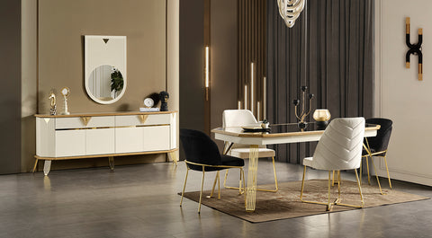 Milano Gold Metal Leg Dining Room Set