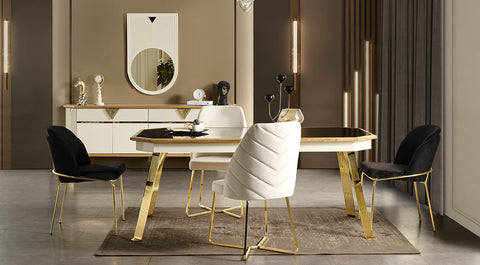 Milano Gold Metal Leg Dining Room Set