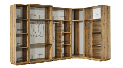 Mira Walnut Corner Wardrobe Bedroom Set