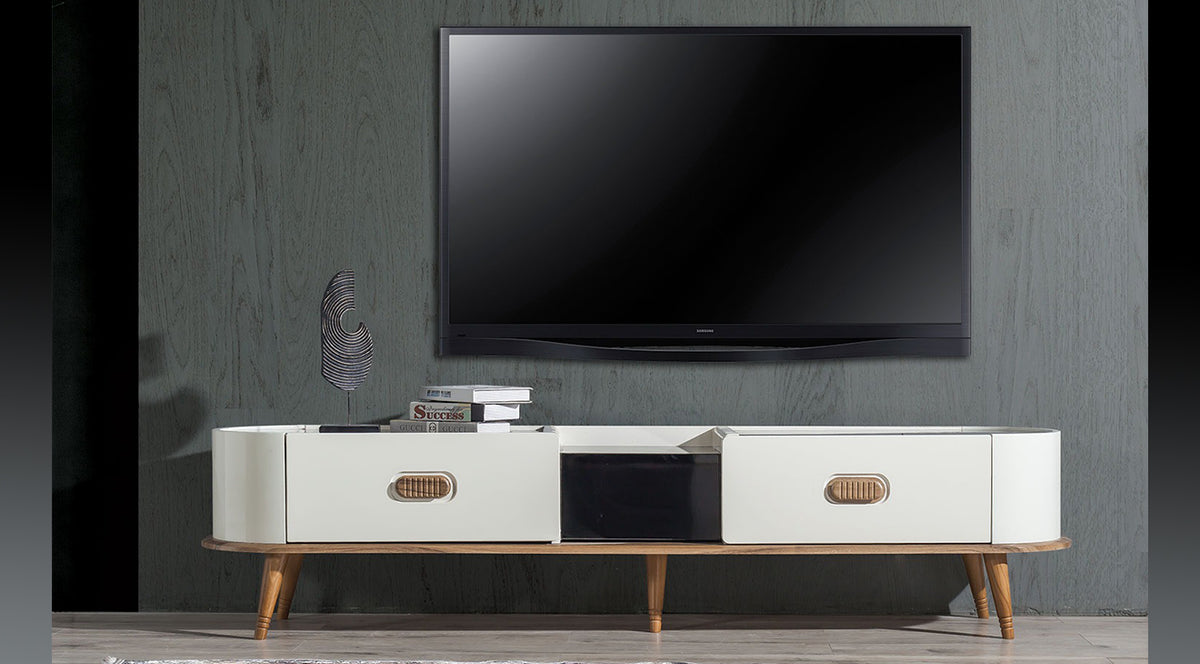 Mostar Walnut Wooden Leg Tv Unit