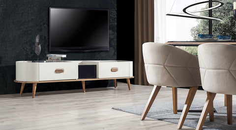 Mostar Walnut Wooden Leg Tv Unit