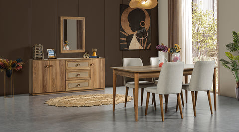 New Bohemian Walnut Dining Room Set