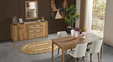 New Bohemian Walnut Dining Room Set