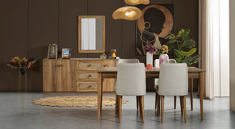 New Bohemian Walnut Dining Room Set