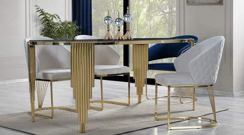 Paris Gold Metal Leg Dining Room Set