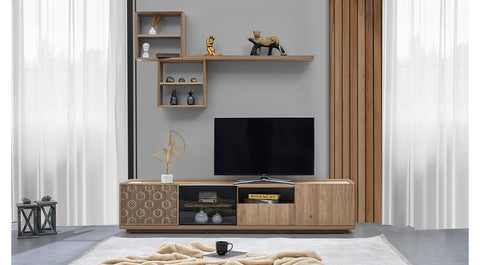 Honeycomb Walnut TV Unit