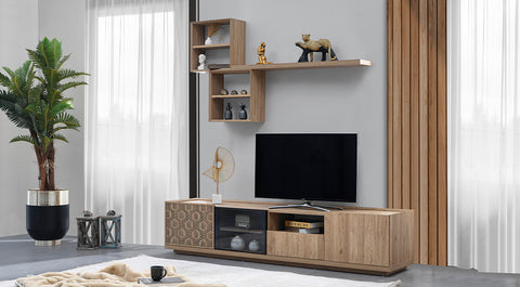 Honeycomb Walnut TV Unit