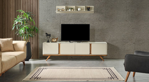 Prada Walnut Wooden Leg Tv Unit