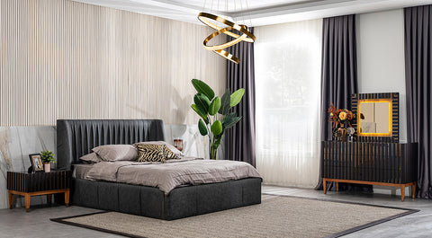 Prada Black Sliding Door Bedroom Set