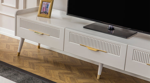 Tesla Wooden Leg Tv Unit