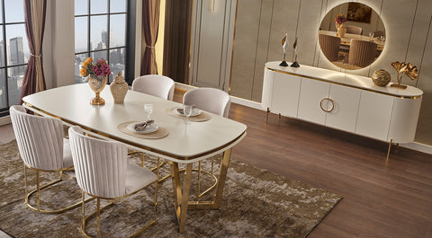 Tesla Dining Room Set Luxury Gold Metal Legs