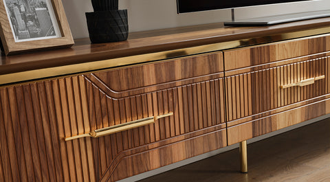 Zen Walnut Gold Metal Leg Tv Unit